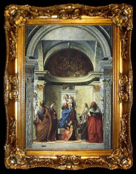 framed  Gentile Bellini Zakaria St. altar painting, ta009-2